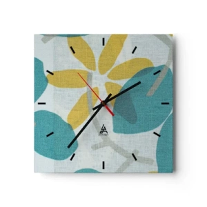 Wall clock - Clock on glass - Among Azure Leaves - 30x30 cm