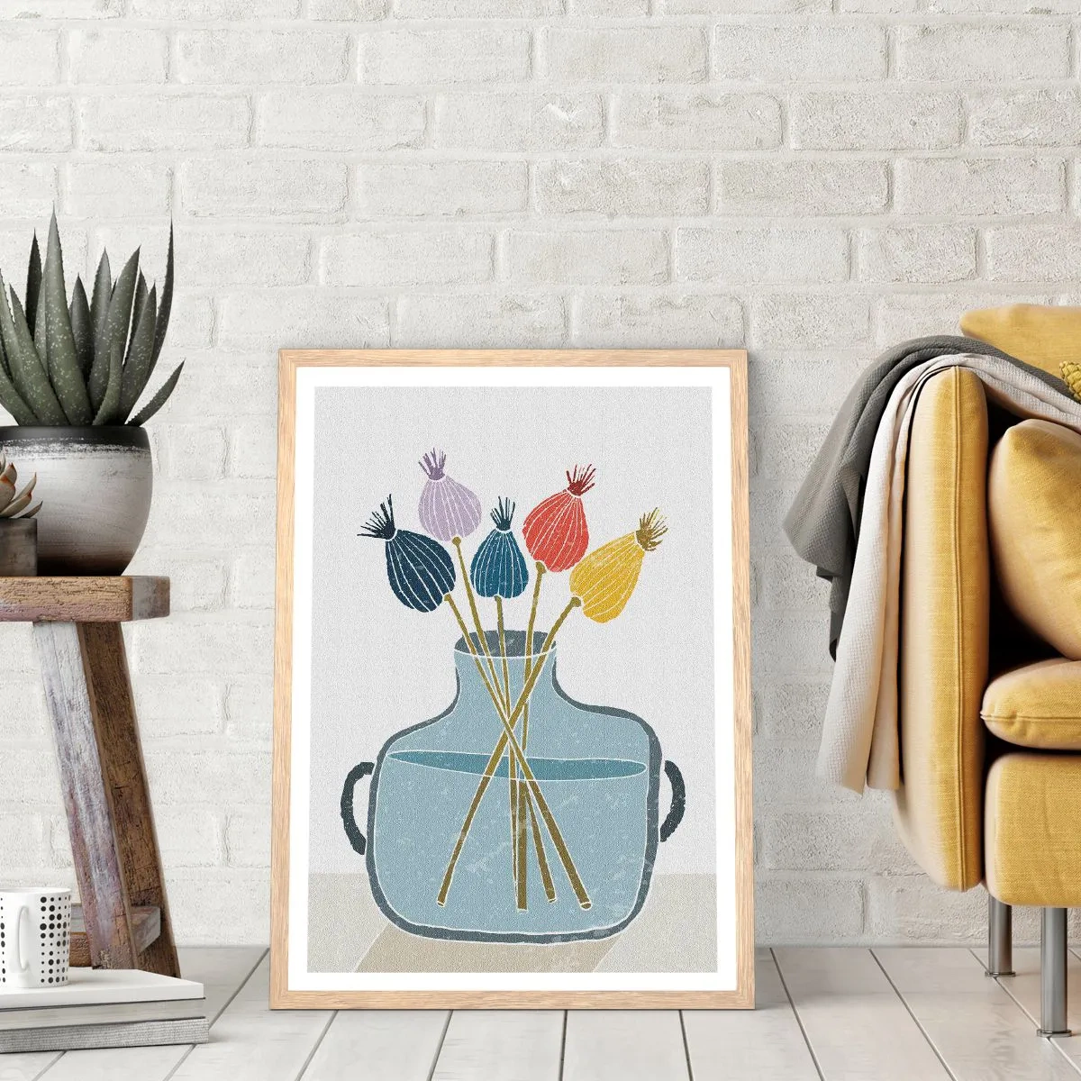 Poster in light oak frame - As Quiet as Poppies - 70x100 cm