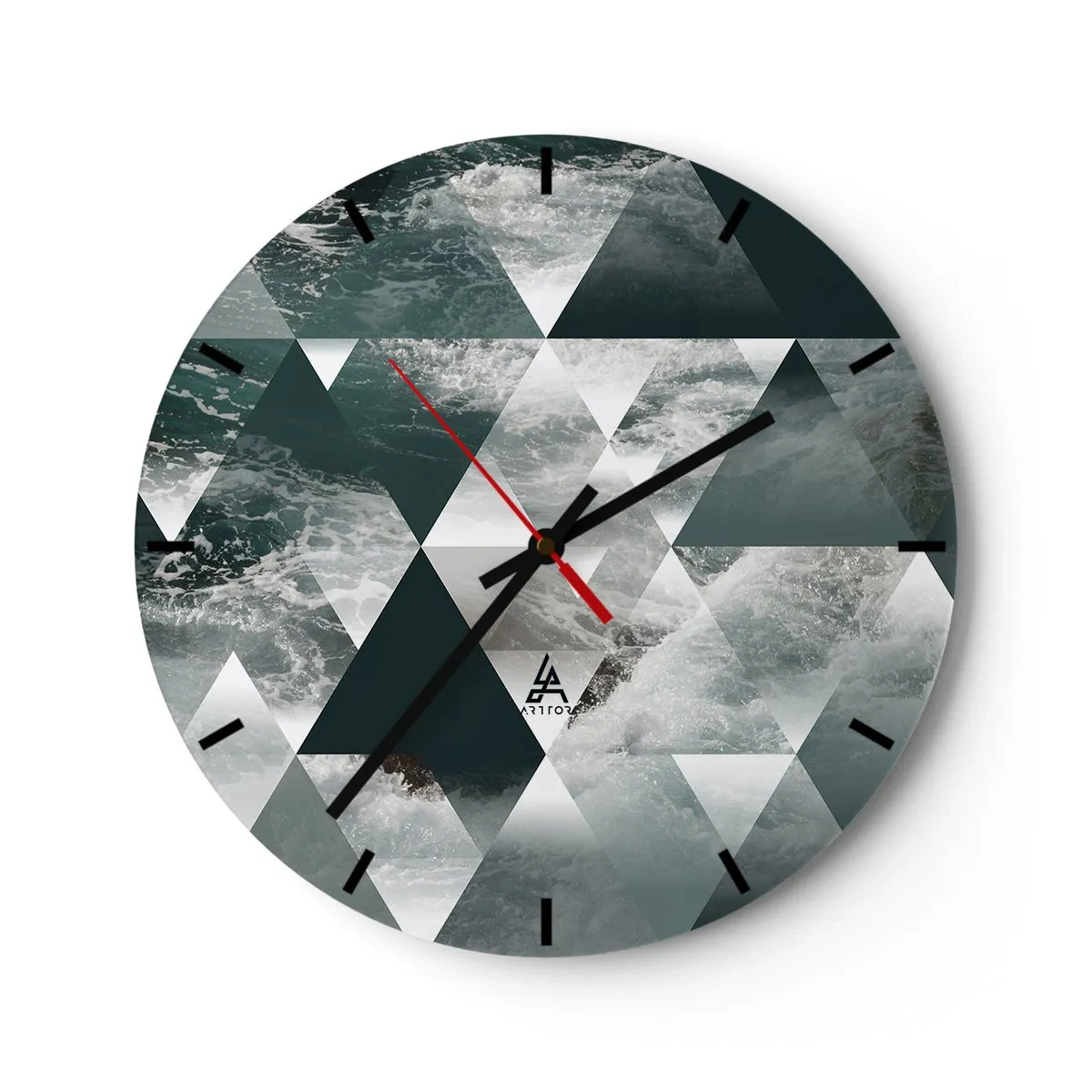 Wall clock - Clock on glass - Crystal Perspective - 40x40 cm