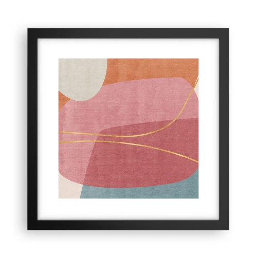 Poster in black frame - Pastel Composition with a Golden Note - 30x30 cm