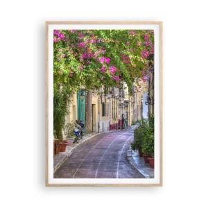 Poster in light oak frame - Blooming Alley - 70x100 cm