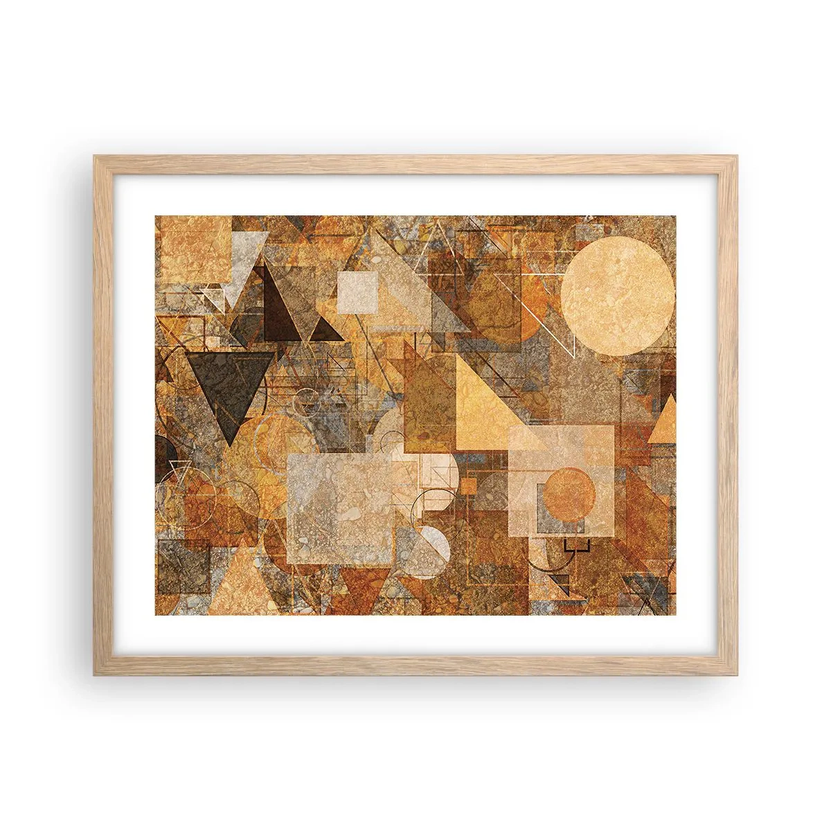 Poster in light oak frame - Cubist Study in Brown - 50x40 cm