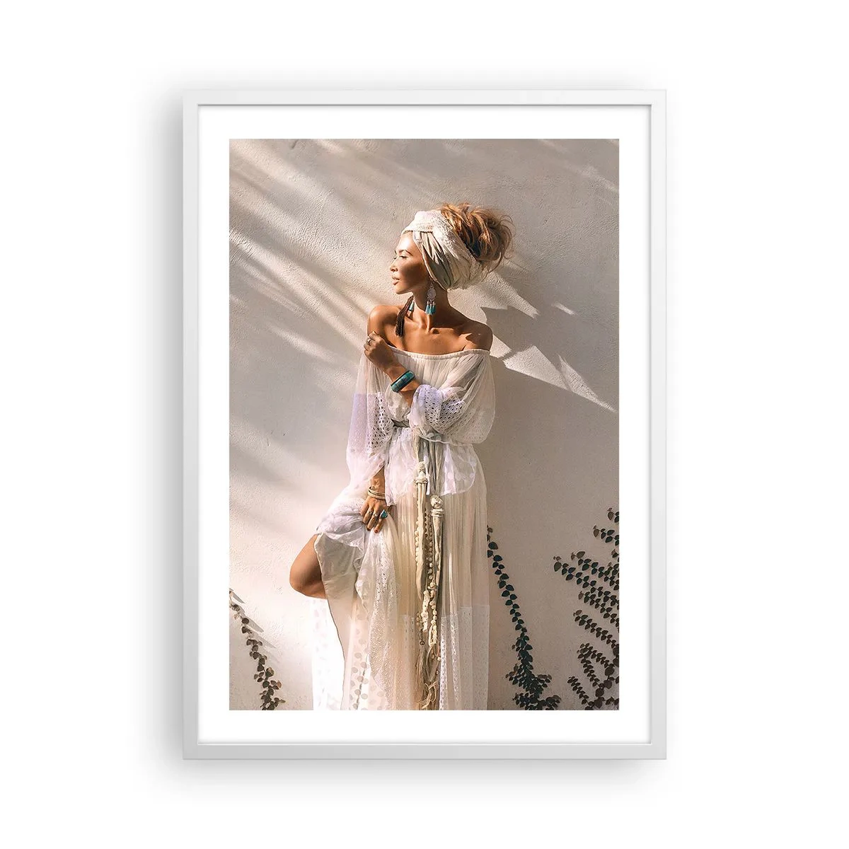 Poster in white frmae - Sun and Girl - 50x70 cm