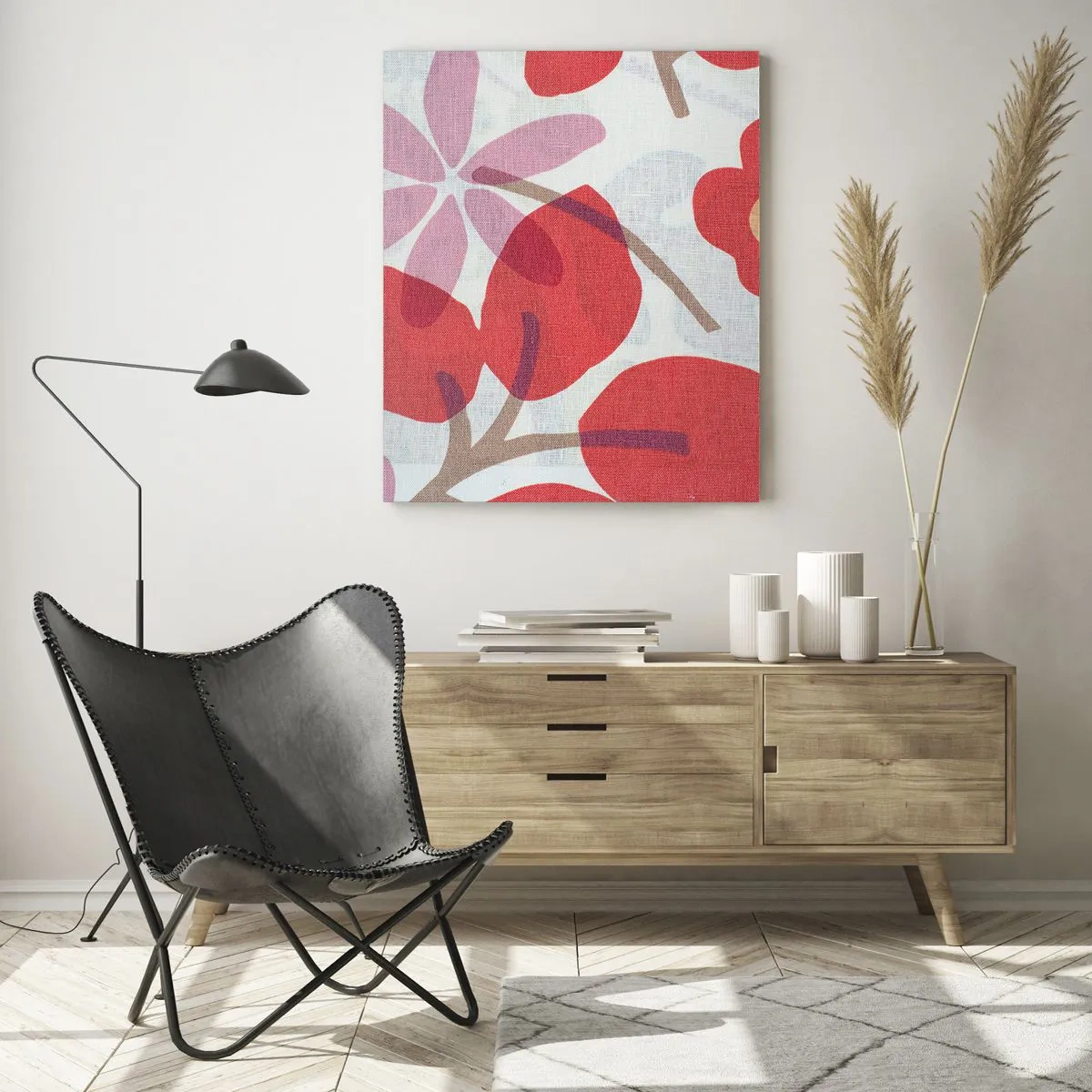 Glass picture - Flower Composition in Pink - 80x120 cm