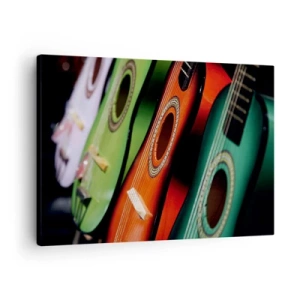 Canvas picture - Colorful guitars in different shades arranged in a row - 70x50cm - Guitar Has Many Shades - Modern wall decoration for the living room and bedroom ARTTOR