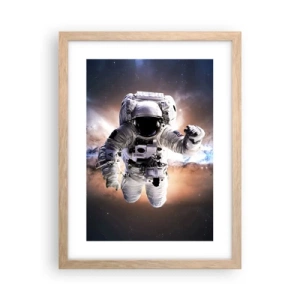 Poster in light oak frame - Greetings from Space - 30x40 cm
