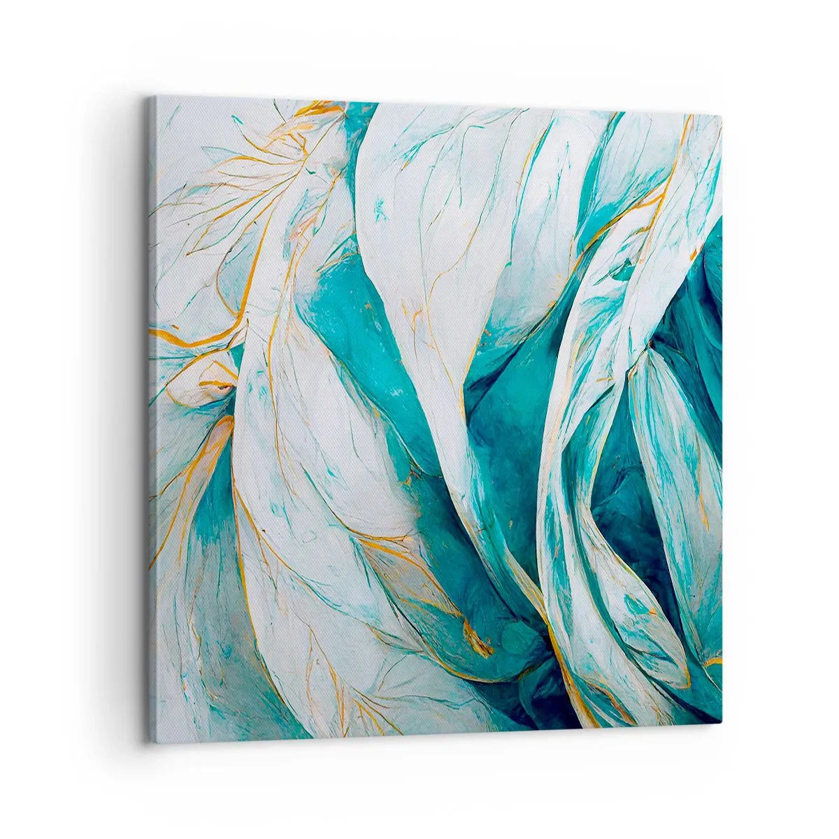 Canvas picture - Blue Abstract with a Golden Motif - 60x60 cm