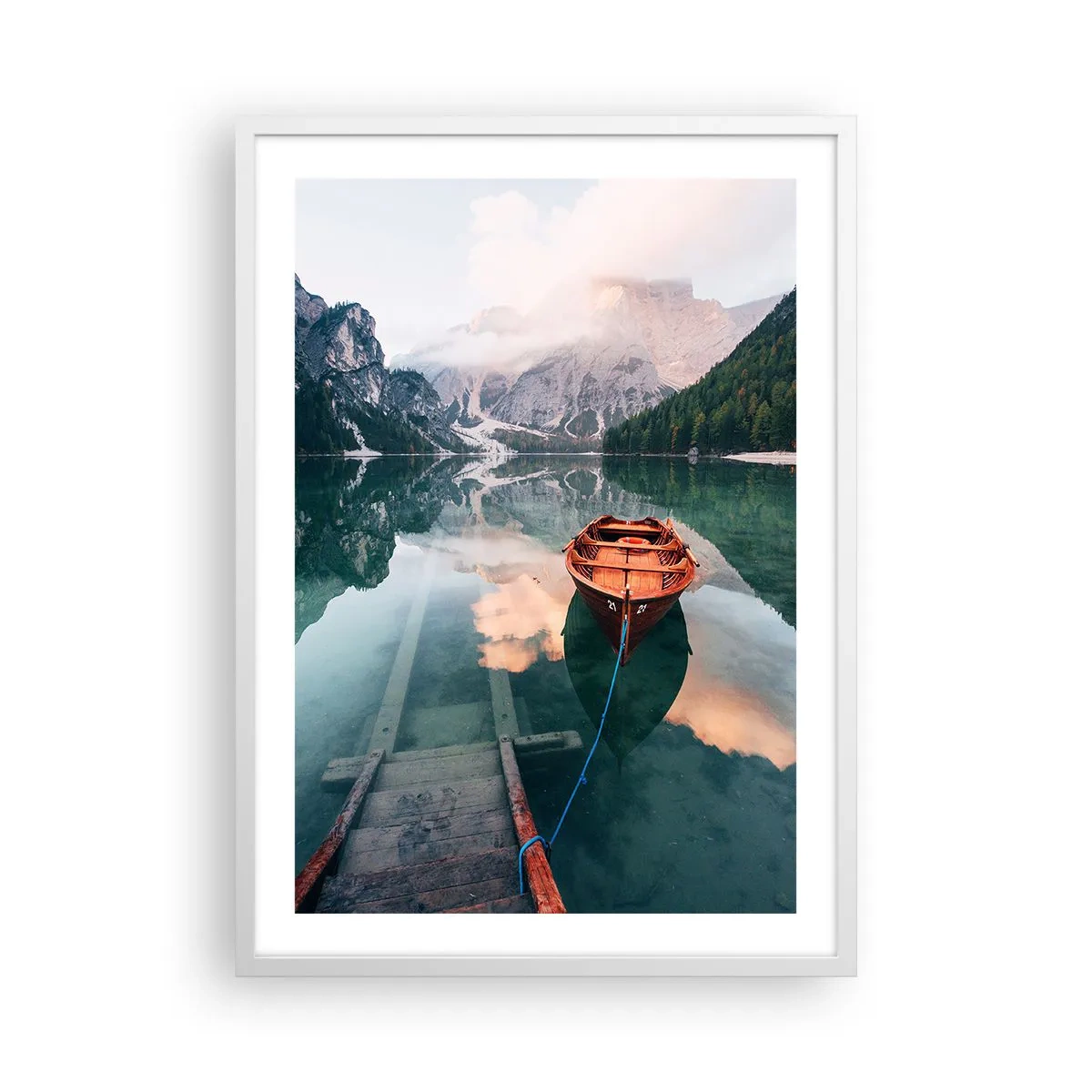Poster in white frmae - Peaceful Dream of the Mountains - 50x70 cm