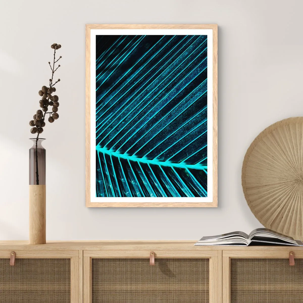 Poster in light oak frame - Texture of Green - 40x50 cm