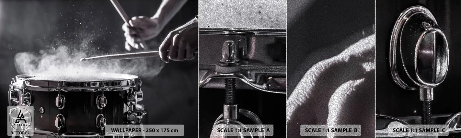 Photo Wallpaper Sample Premium Sand - Pulse of Music - Music, A musical instrument, Drum - 100x30 cm