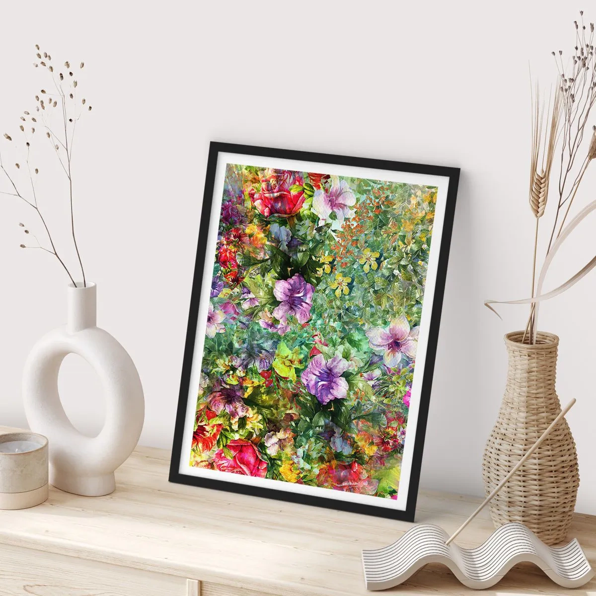 Poster in black frame - Lost in the Flowers - 40x50 cm