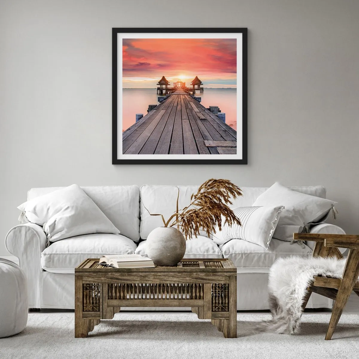 Poster in black frame - Sunset on the East - 60x60 cm