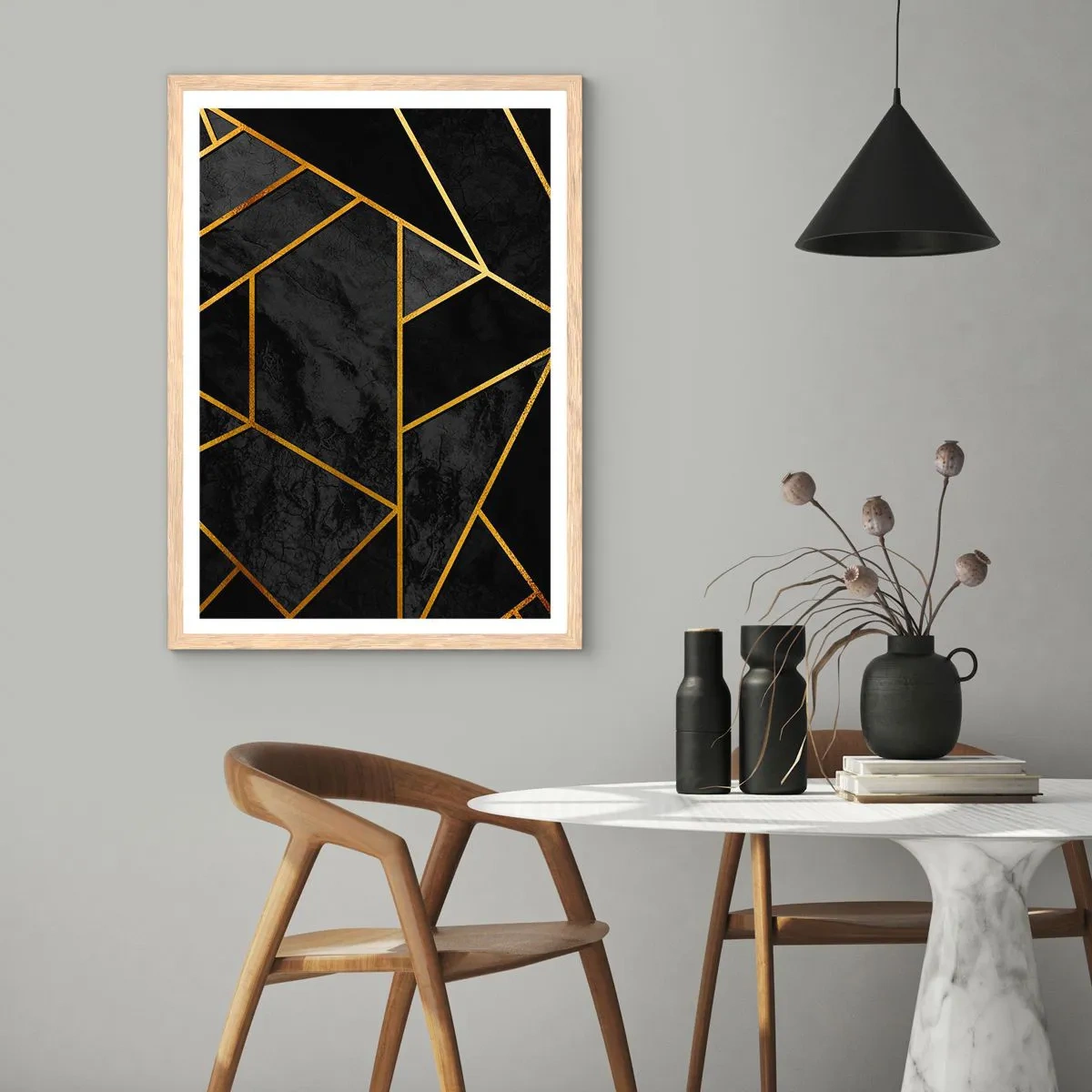 Poster in light oak frame - Darkness and Brighness - 50x70 cm