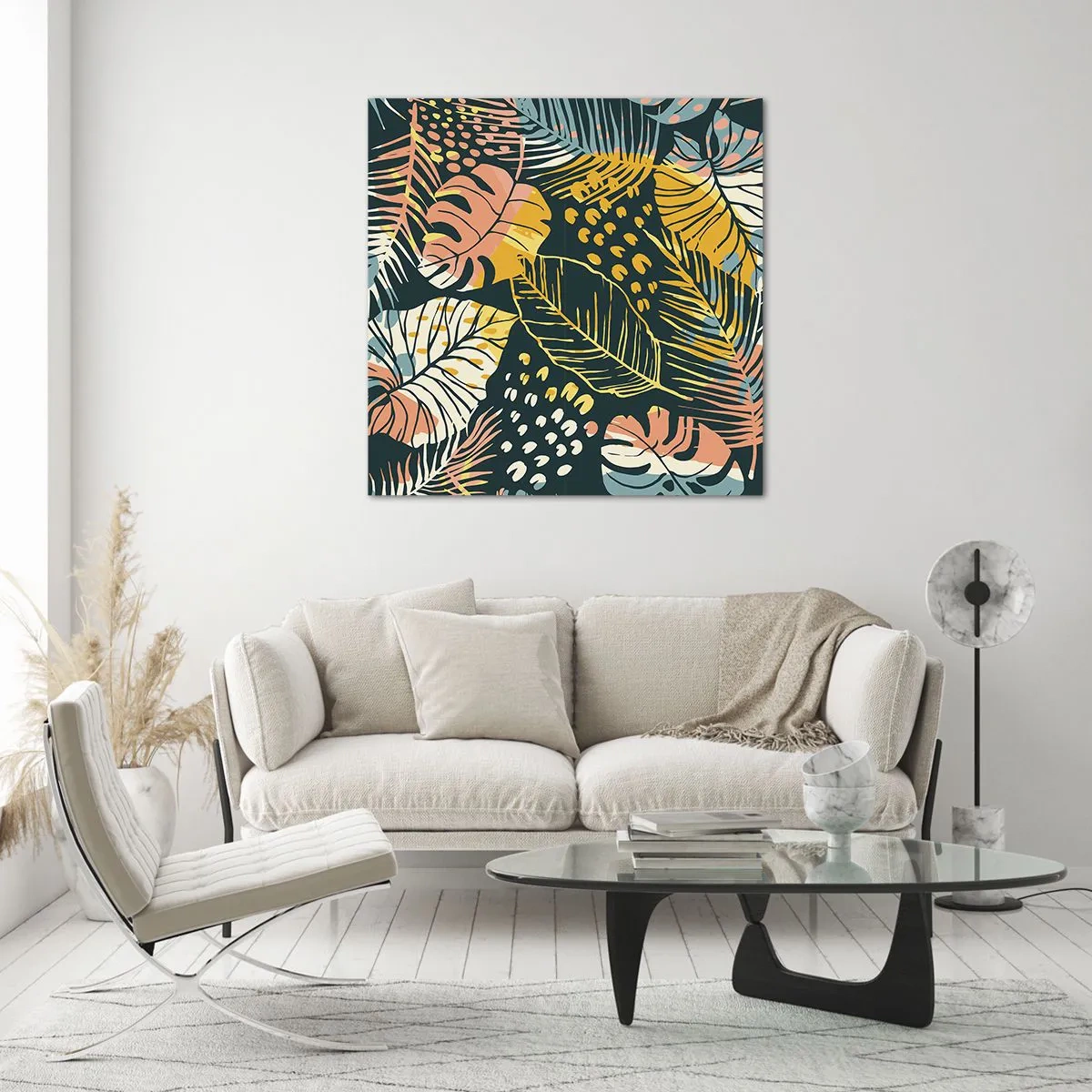 Glass picture - Leafy Fantasy - 60x60 cm