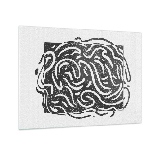 Glass picture - Dynamic abstract lines and dots creating an energetic form - 70x50cm - Abstract: Dance of Joy - Modern wall decoration for the living room and bedroom ARTTOR