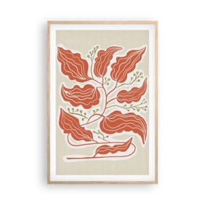 Poster in light oak frame - Folk and Coral - 61x91 cm