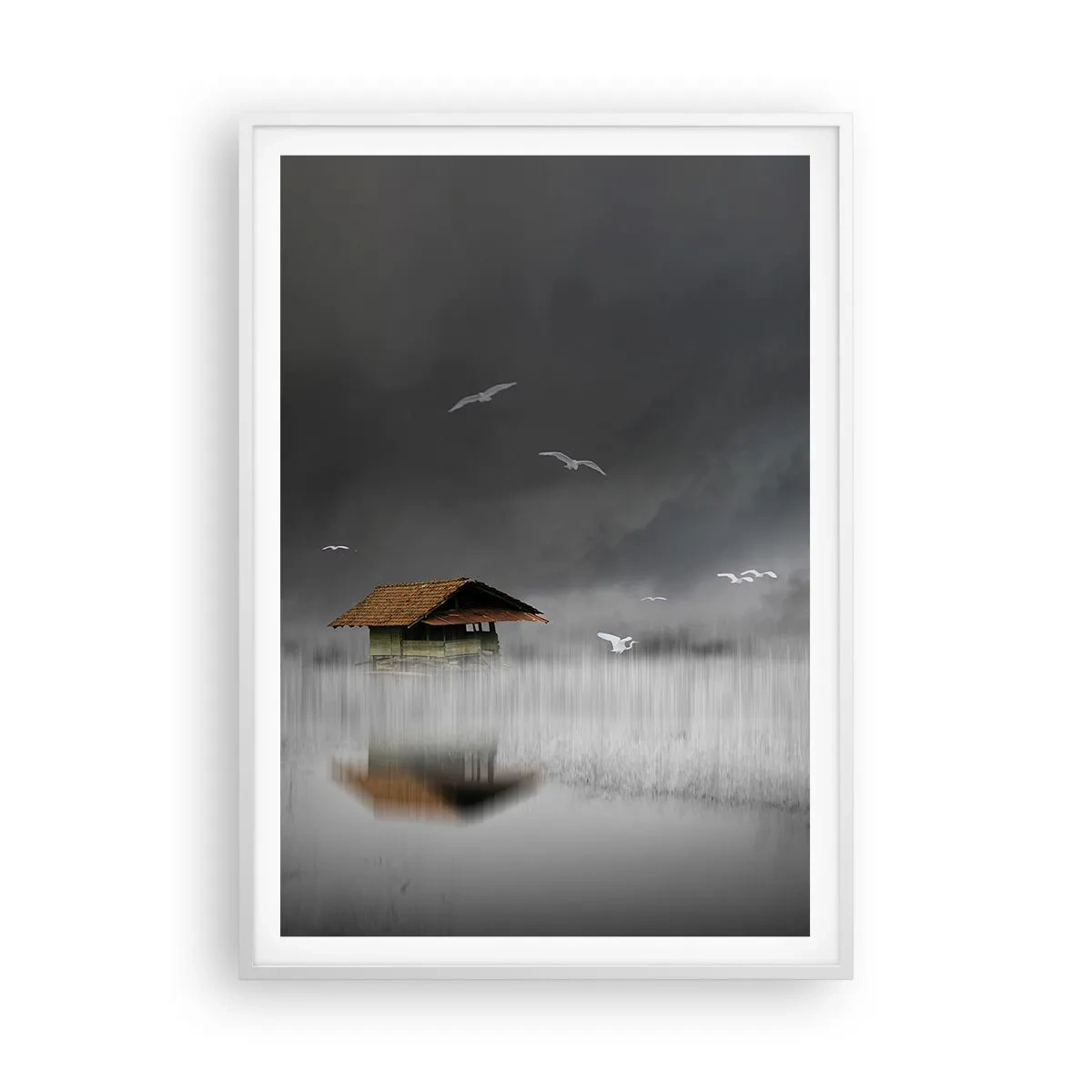 Poster in white frmae - Shelter from the Rain - 70x100 cm