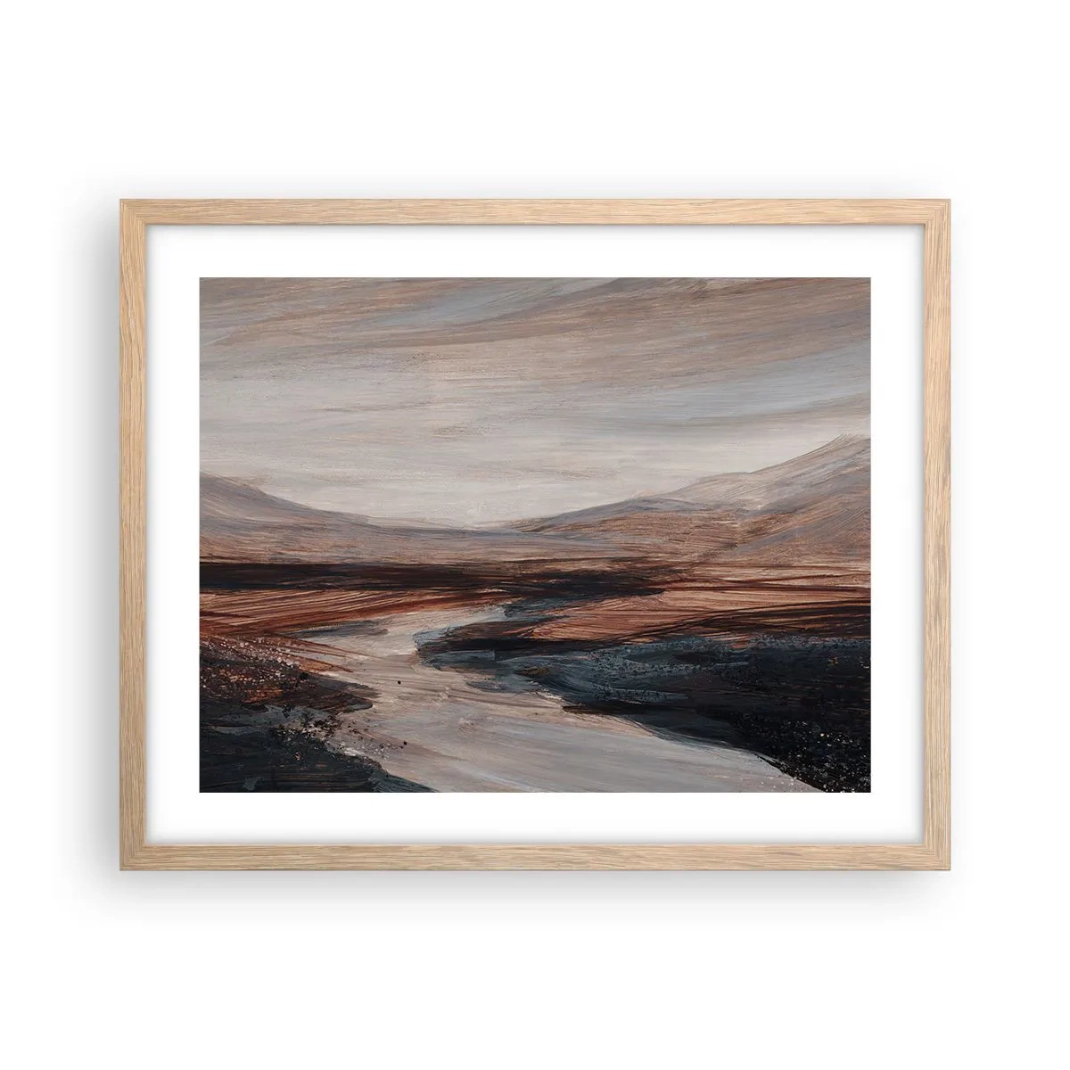 Poster in light oak frame - Quiet Valley - 50x40 cm