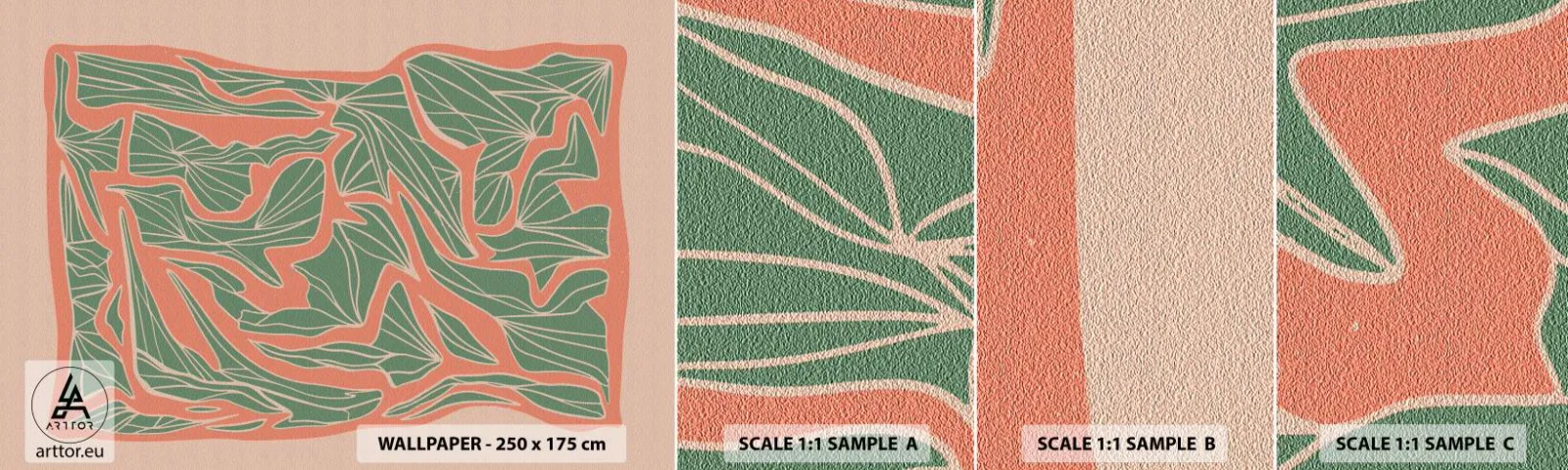 Photo Wallpaper Sample Self-Adhesive Deluxe Sticker - Struggles of Colar and Green - Boho, Pastel, Piece - 100x30 cm