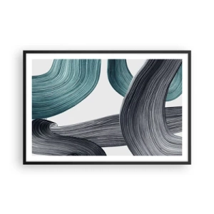 Poster in black frame - Emerald and Black Trails - 91x61 cm