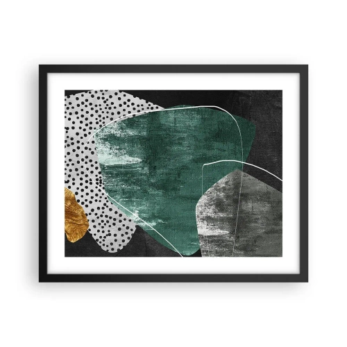 Poster in black frame - Colourful Abstract with a Golden Petal - 50x40 cm