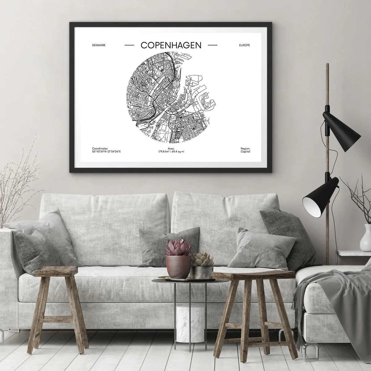 Poster in black frame - Anatomy of Copenhagen - 70x50 cm