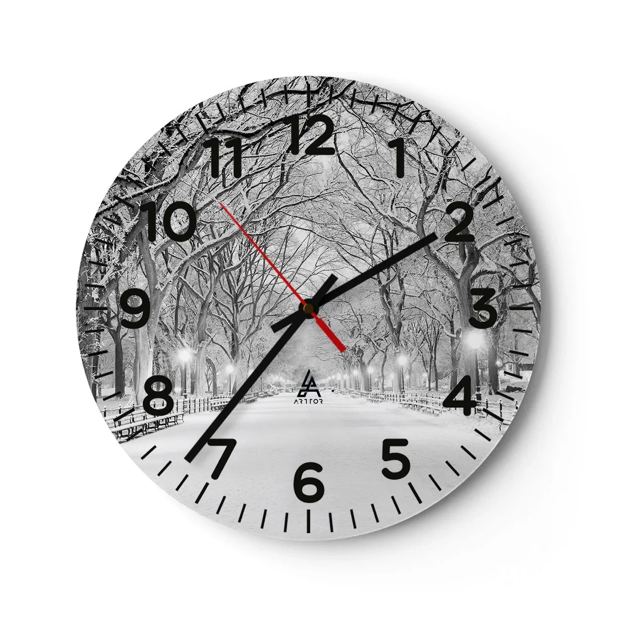 Wall clock - Clock on glass - Four Seasons: Winter - 30x30 cm