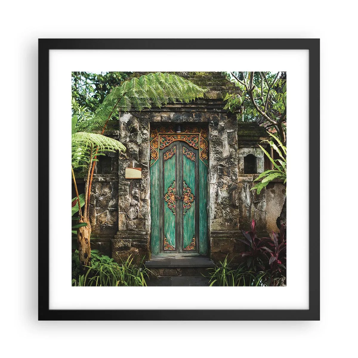 Poster in black frame - Door to Exotic World - 40x40 cm