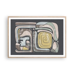 Poster in light oak frame - Abstract in Precolumbian Style  - 100x70 cm