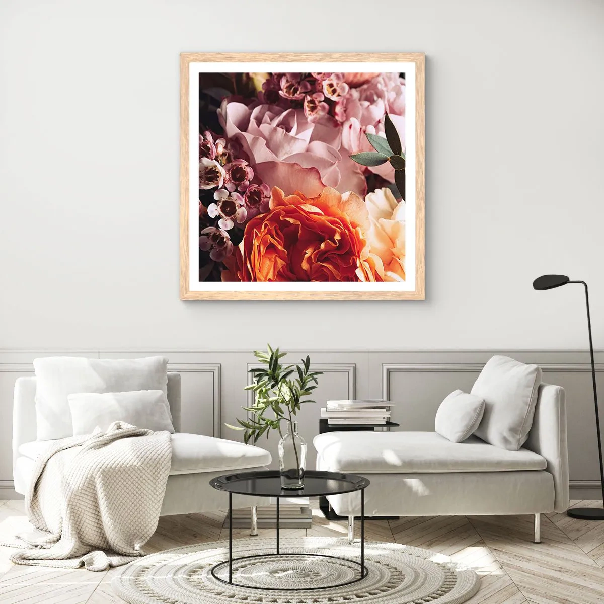 Poster in light oak frame - Wrapped by Beauty - 40x40 cm