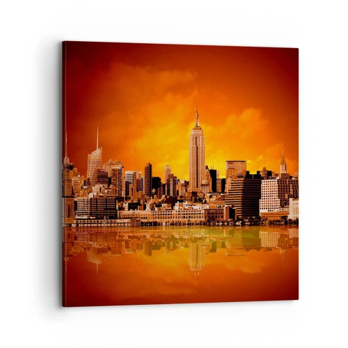 Canvas picture - Big City Panorama in Brown and Yellow - 70x70 cm