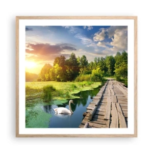 Poster in light oak frame - Summer Everywhere - 60x60 cm