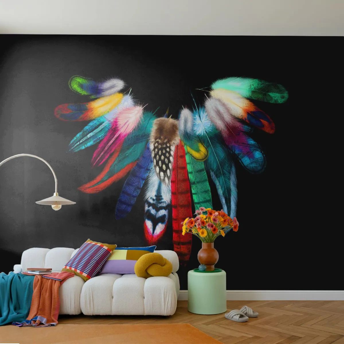 Self-Adhesive Photo Wallpaper Deluxe Sticker - Indian Necklace - Bird feather, Boho, Graphics - 250x175 cm