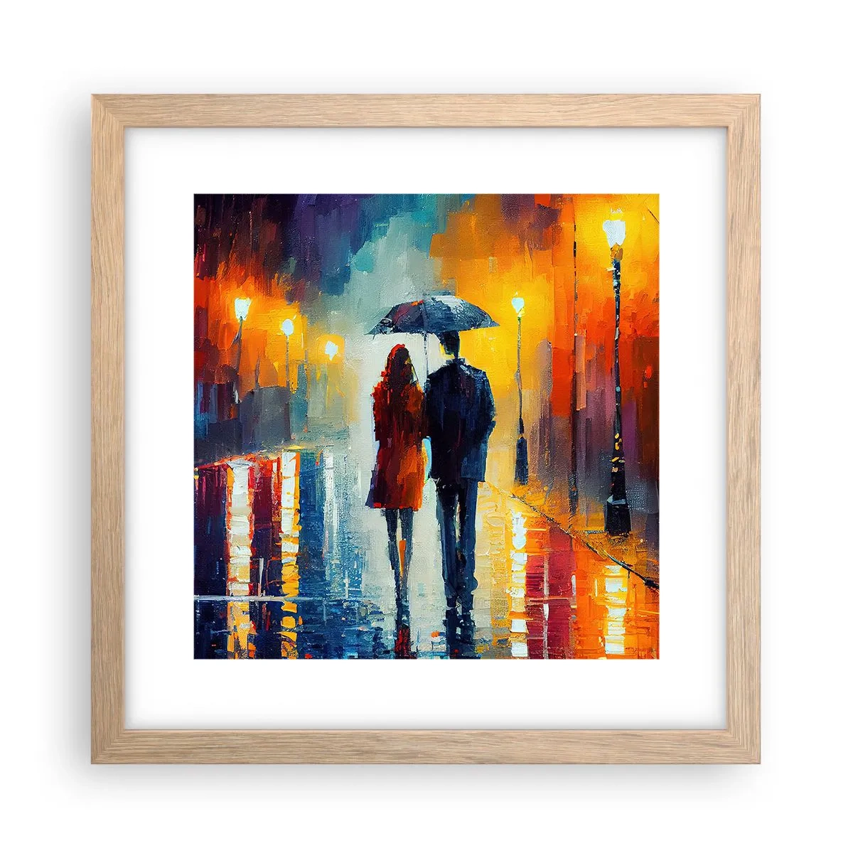 Poster in light oak frame - Together - Colourful Night - 30x30 cm