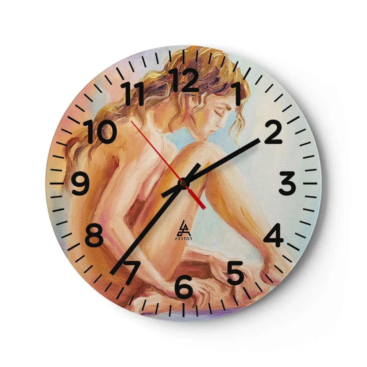 Wall clock - Clock on glass - Nude of Youth - 40x40 cm