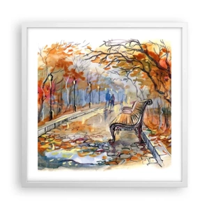 Poster in white frmae - Walking together into Autumn - 50x50 cm