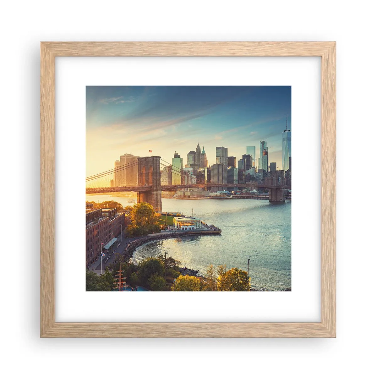 Poster in light oak frame - Big City Dawn - 30x30 cm