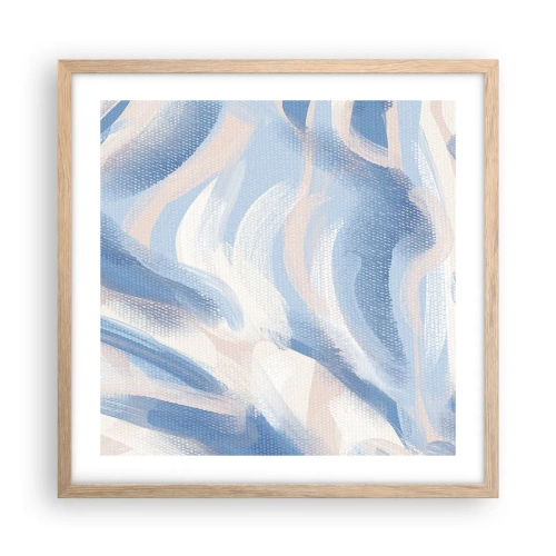 Poster in light oak frame - Blue Waves - 50x50 cm