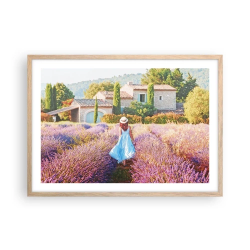 Poster in light oak frame - Lavender Girl - 70x50 cm