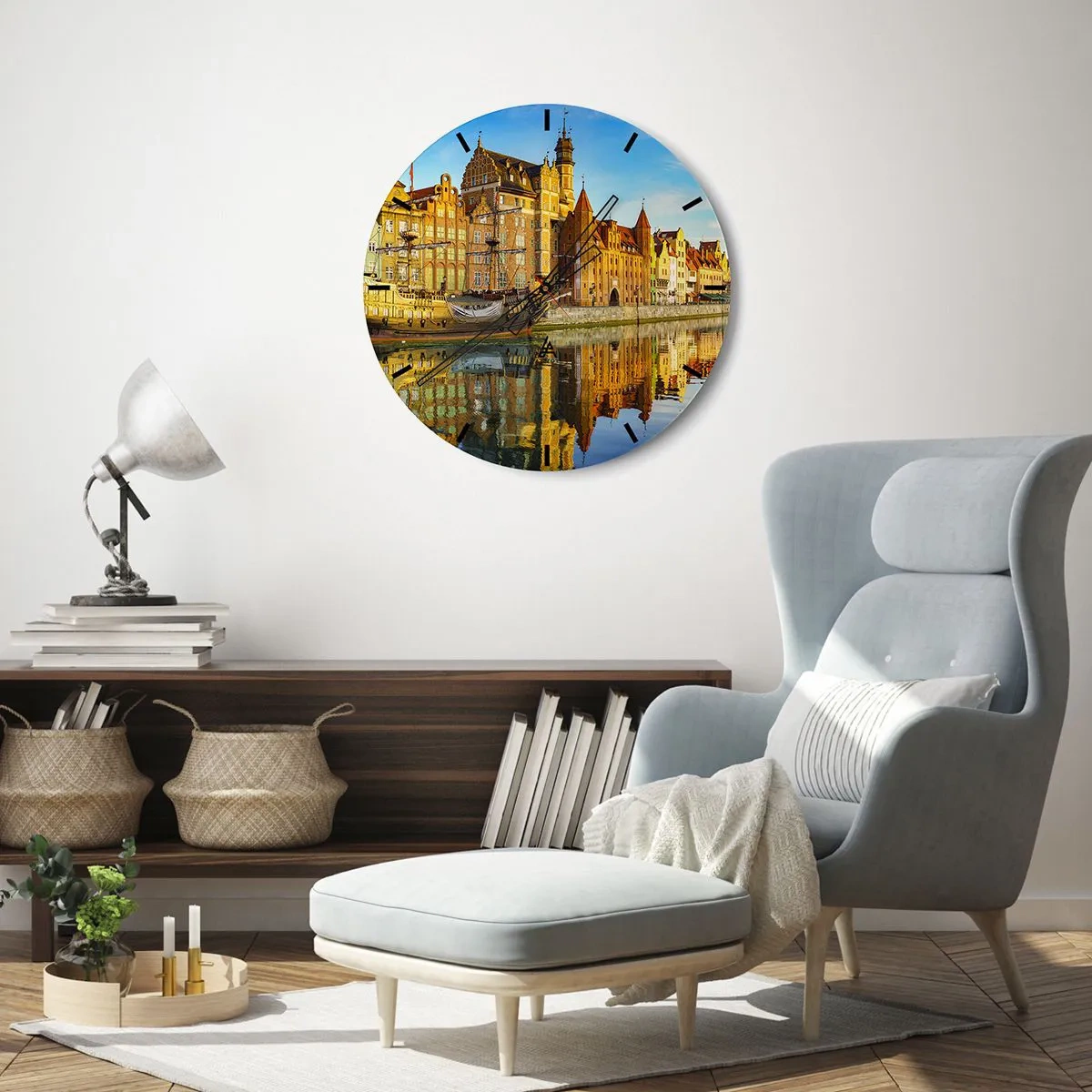 Wall clock - Clock on glass - Mirror Reflection of the Past - 40x40 cm