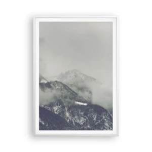 Poster in white frmae - Foggy valley - 70x100 cm