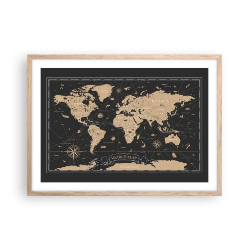 Poster in light oak frame - Borders of My World - 70x50 cm