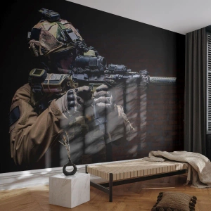 Photo Wallpaper Premium Sand - Deadly Effective - Military, Rifle, Weapon - 500x350 cm