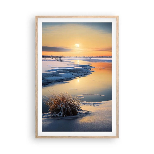 Poster in light oak frame - Winter Sunset - 61x91 cm