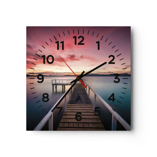 Wall clock - Clock on glass - Mild Flame of an Evening - 30x30 cm