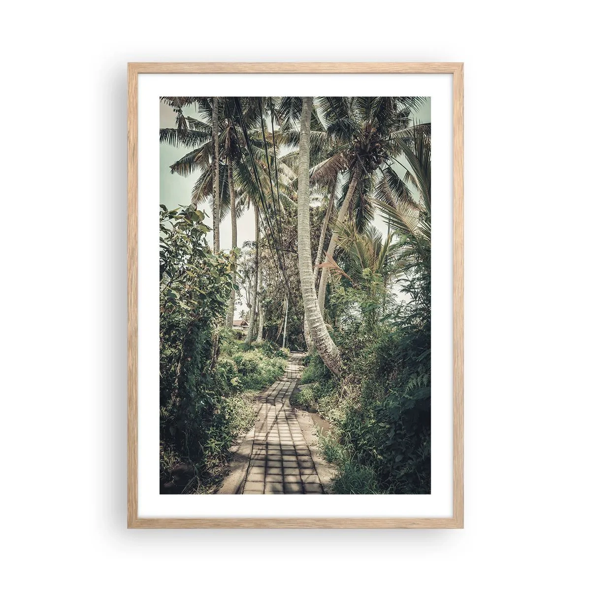 Poster in light oak frame - Palmtree Alley - 50x70 cm