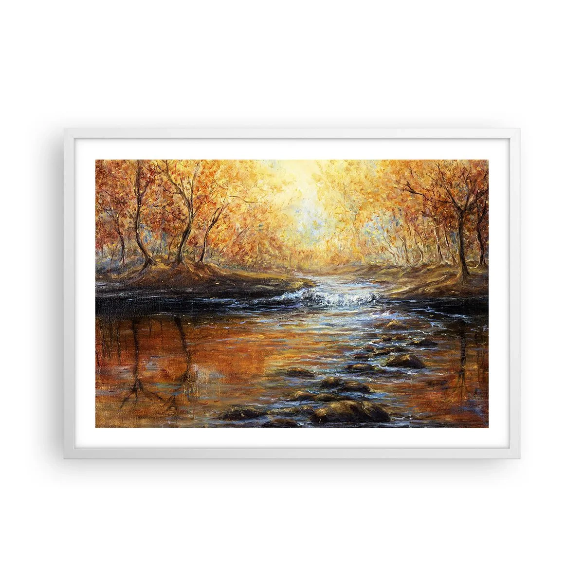 Poster in white frmae - Golden Brook - 70x50 cm