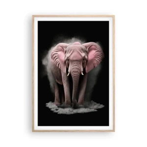 Poster in light oak frame - Don't Think About a Pink Elephant! - 70x100 cm