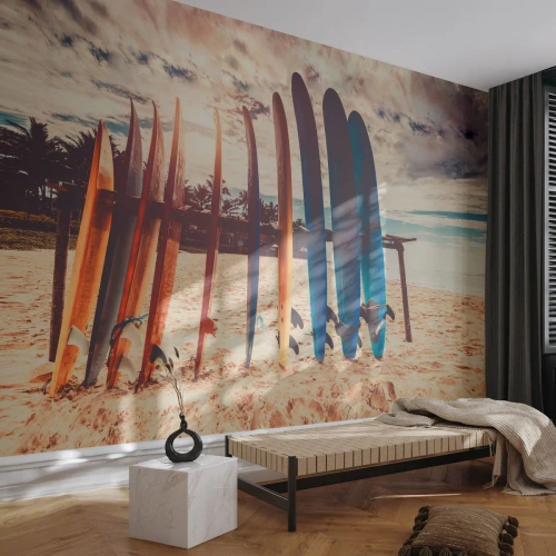 Self-Adhesive Photo Wallpaper Deluxe Sticker - Goodnight, See You Tomorrow - Surfing, Landscape, Surfboard - 400x280 cm