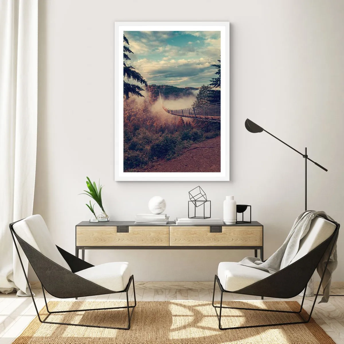 Poster in white frmae - Above Autumnal Forest - 50x70 cm